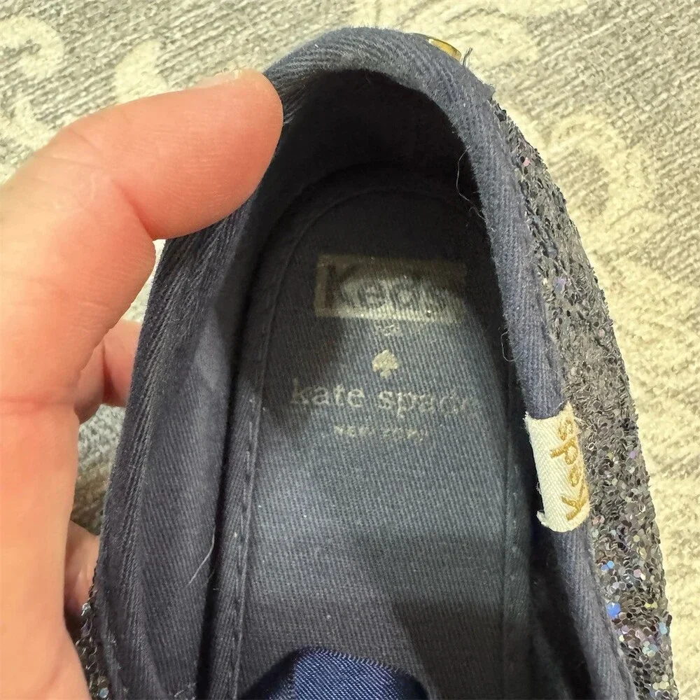 Keds x Kate Spade New York Womens Glitter Low Top Sneakers Navy Blue